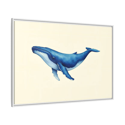 Blue Whale Watercolor - Framed Canvas