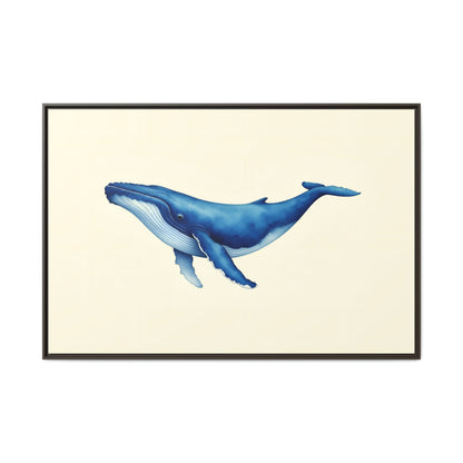 Blue Whale Watercolor - Framed Canvas