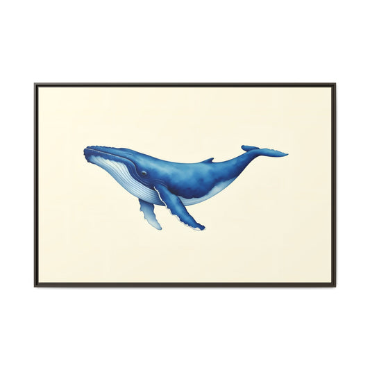 Blue Whale Watercolor - Framed Canvas