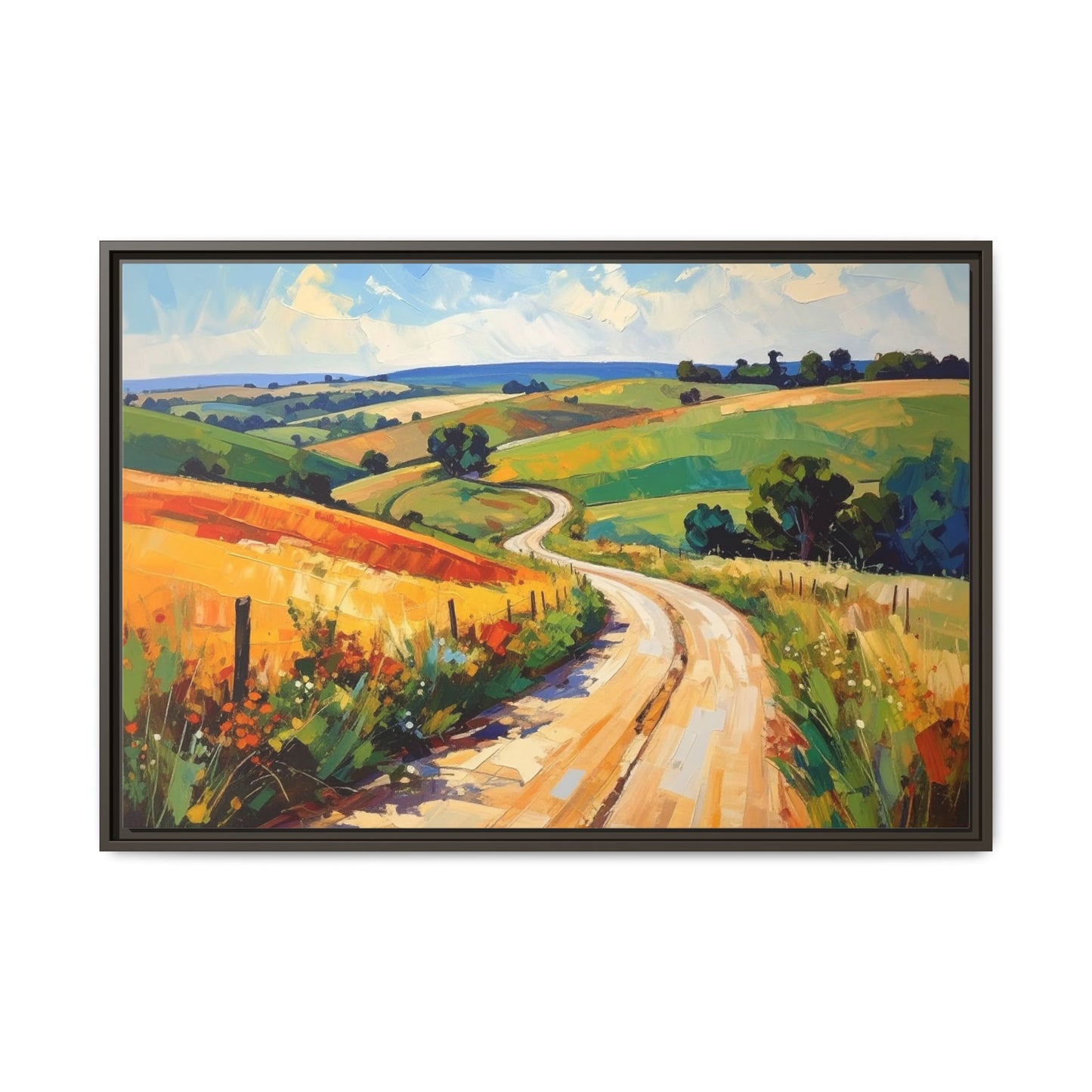 Lazy Country Road #3 - Framed Canvas