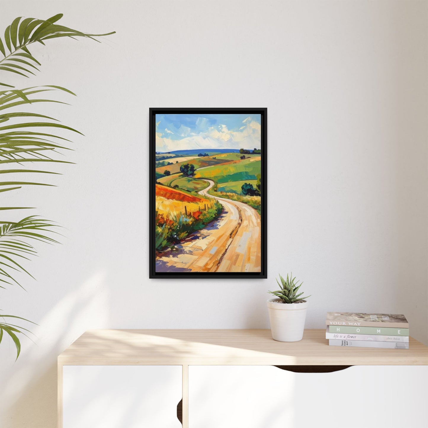 Lazy Country Road #3 - Framed Canvas