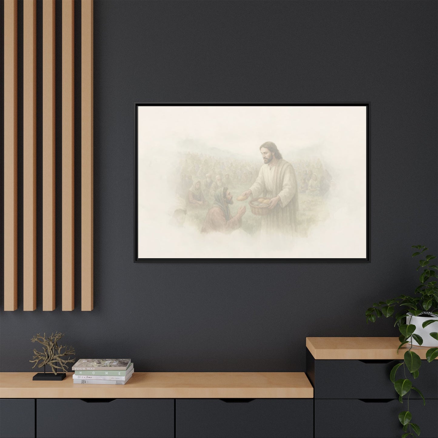 Jesus Feeds The 5,000 - Framed Canvas