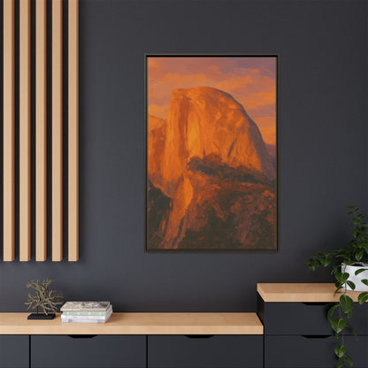 Sunset Over Half Dome - Framed Canvas
