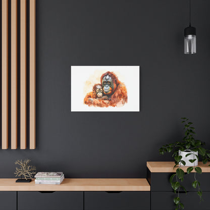 Orangutan and Baby Watercolor Canvas
