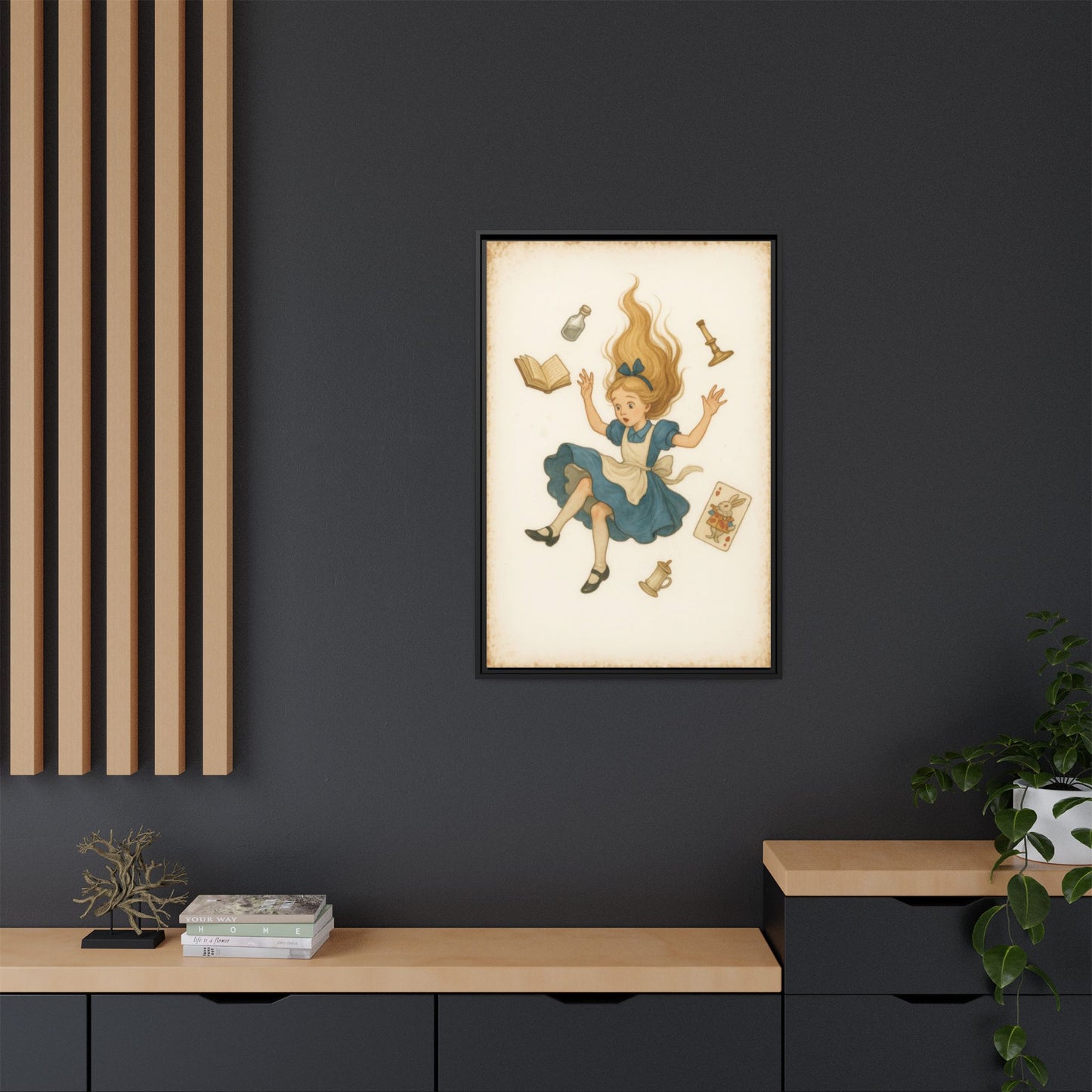 Alice Down the Rabbit Hole - Framed Canvas