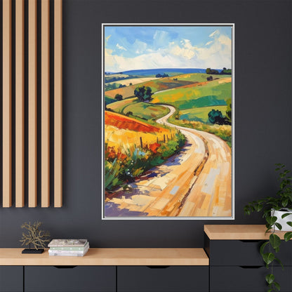 Lazy Country Road #3 - Framed Canvas