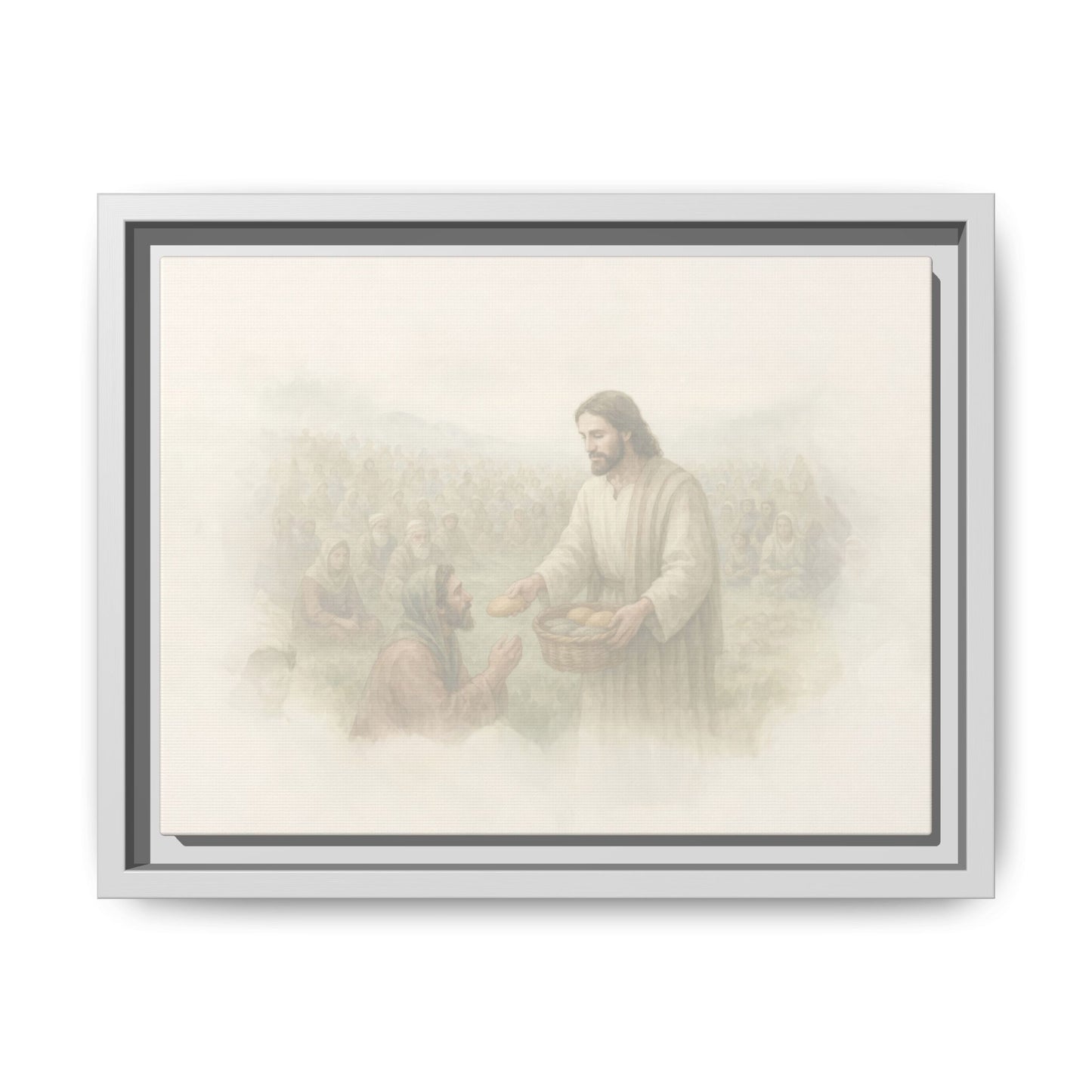 Jesus Feeds The 5,000 - Framed Canvas