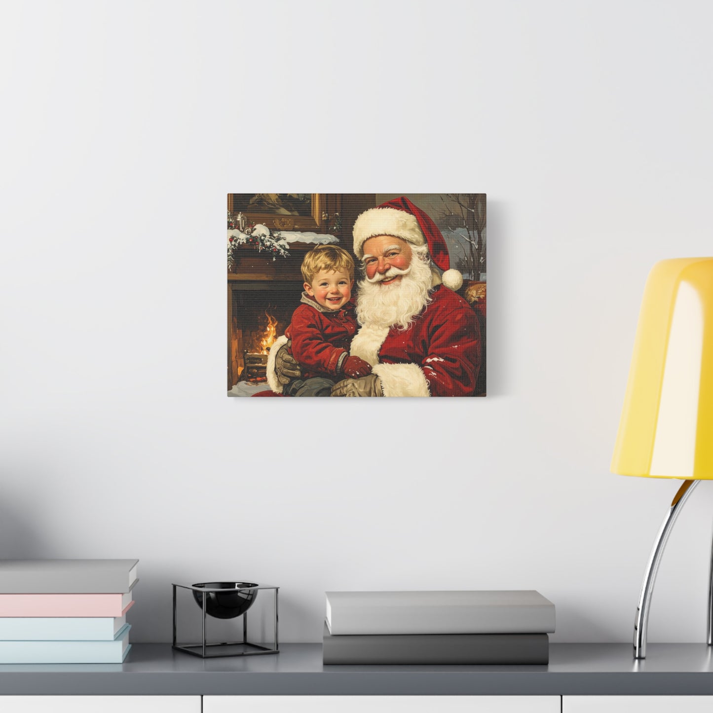 Vintage Santa with Little Boy - Canvas
