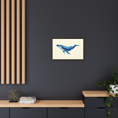 Blue Whale Watercolor - Framed Canvas
