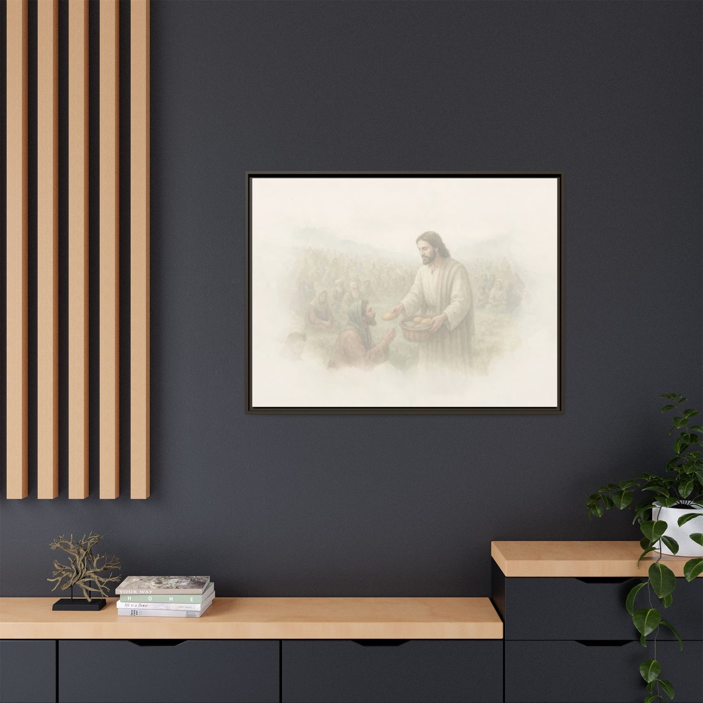 Jesus Feeds The 5,000 - Framed Canvas