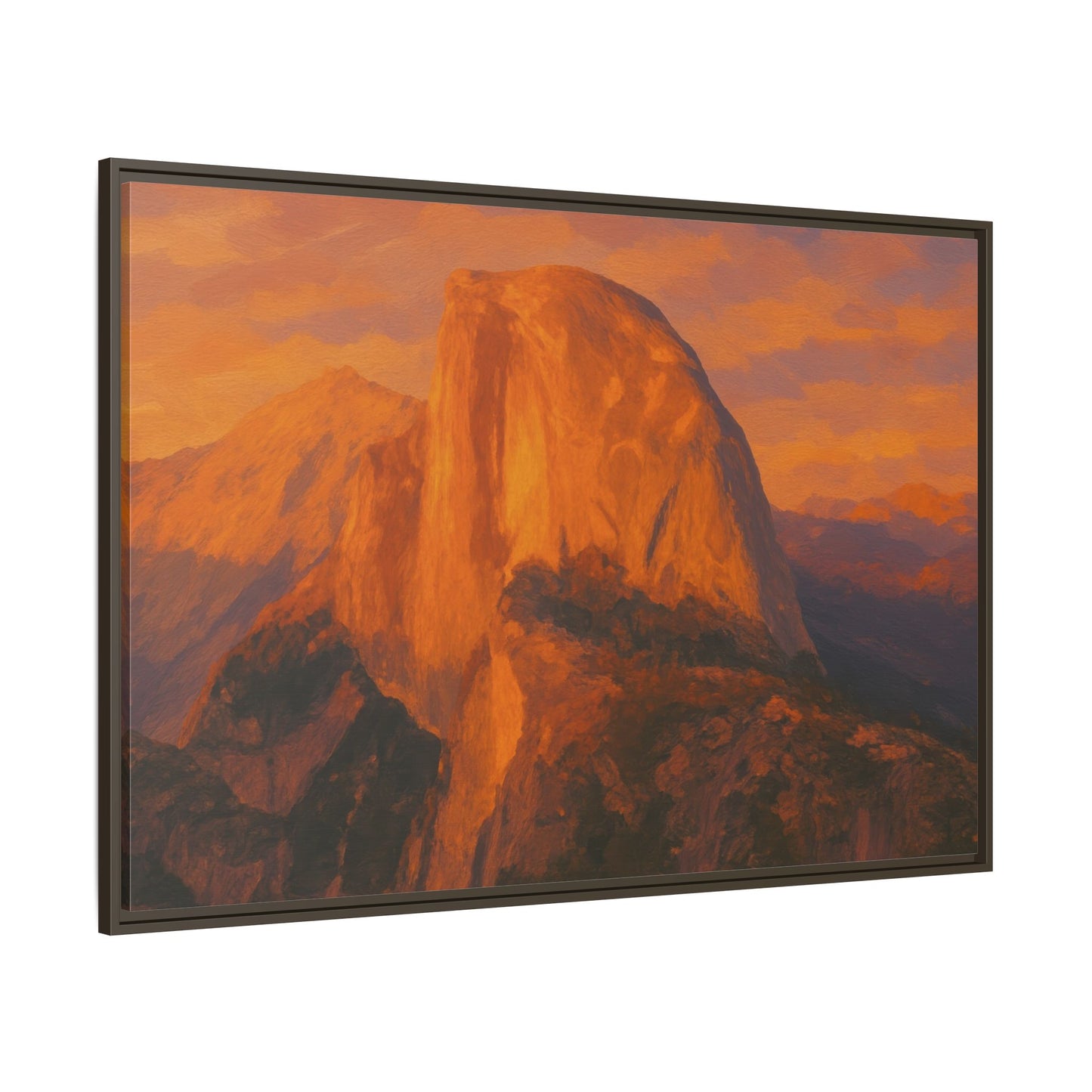 Sunset Over Half Dome - Framed Canvas