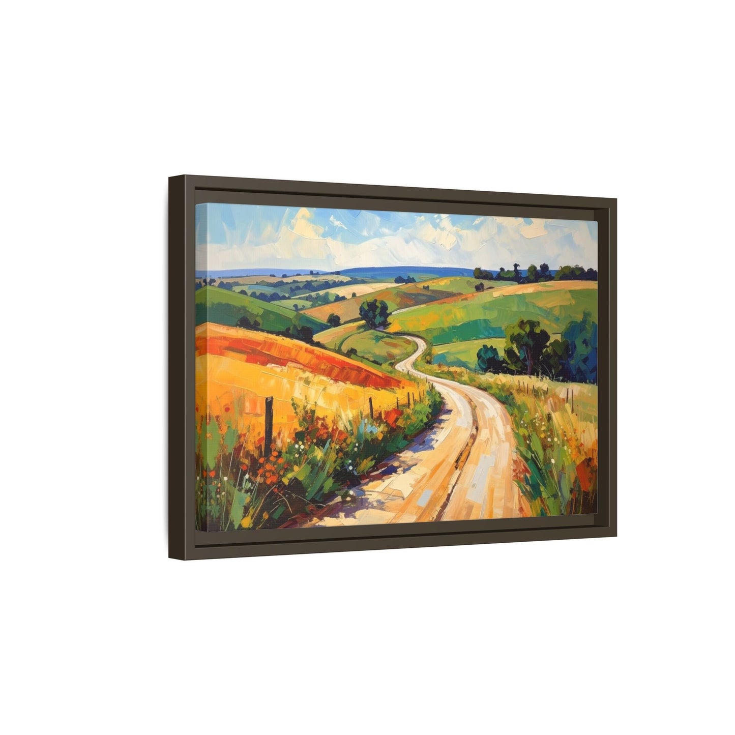 Lazy Country Road #3 - Framed Canvas