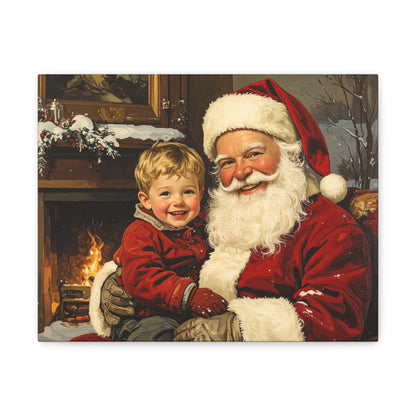 Vintage Santa with Little Boy - Canvas