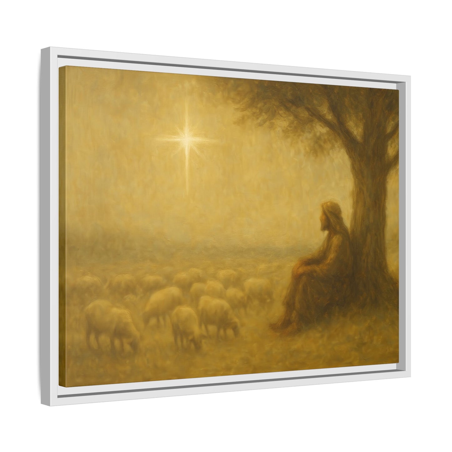Shepherd In The Field - Framed Canvas