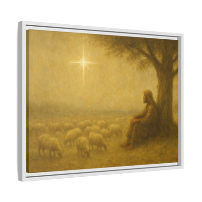 Shepherd In The Field - Framed Canvas