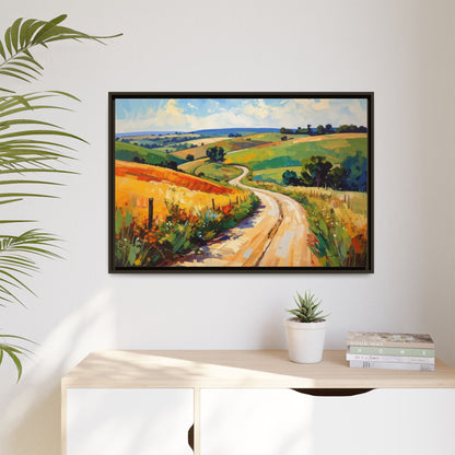 Lazy Country Road #3 - Framed Canvas