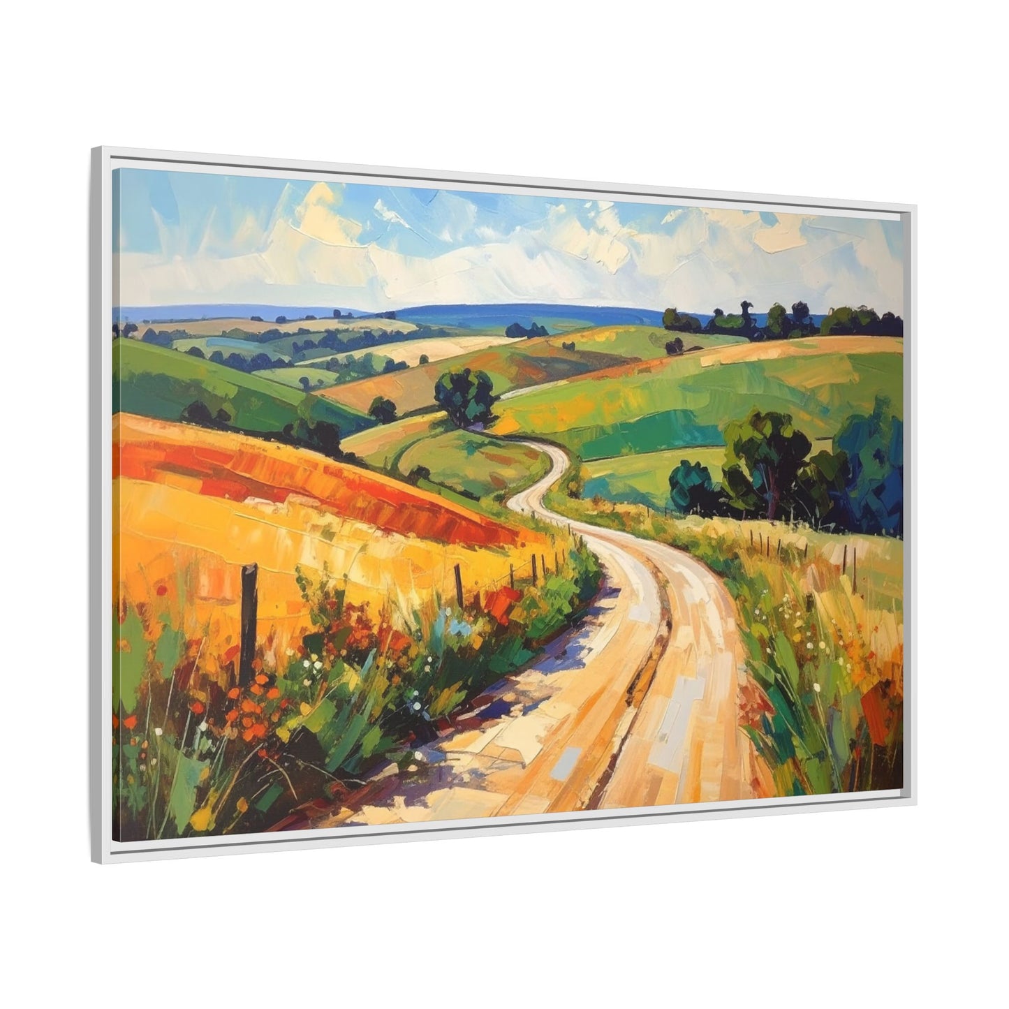Lazy Country Road #3 - Framed Canvas