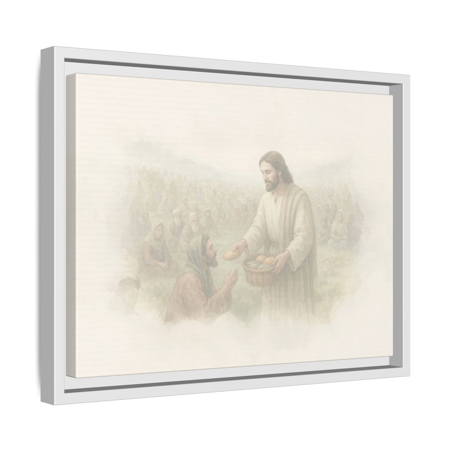 Jesus Feeds The 5,000 - Framed Canvas