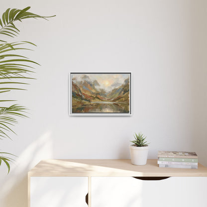 Misty Mountain Lake - Framed Canvas