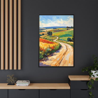 Lazy Country Road #3 - Framed Canvas