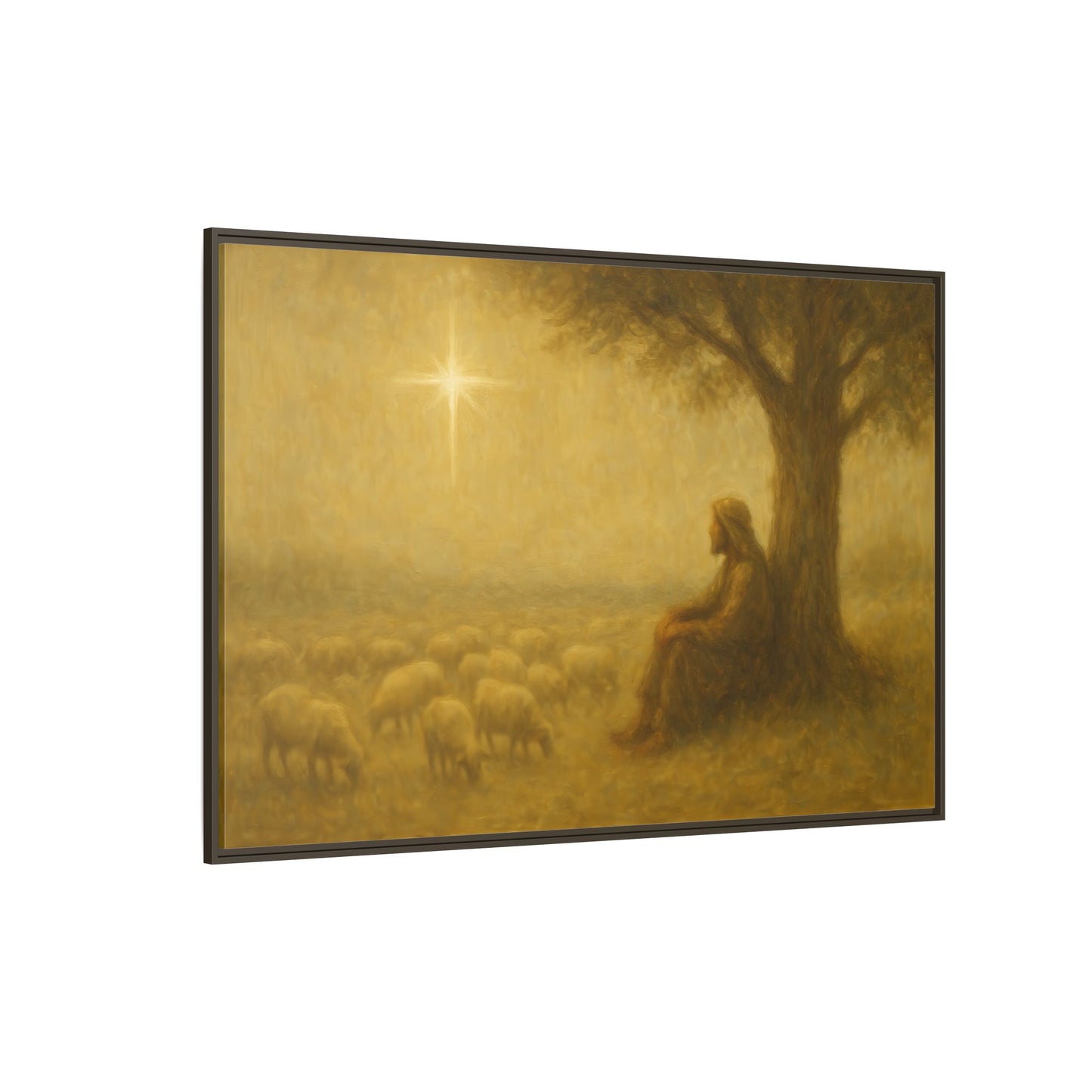 Shepherd In The Field - Framed Canvas