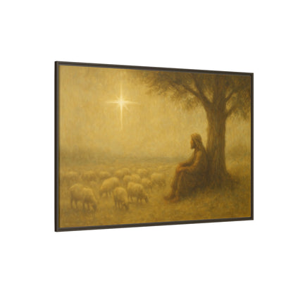 Shepherd In The Field - Framed Canvas