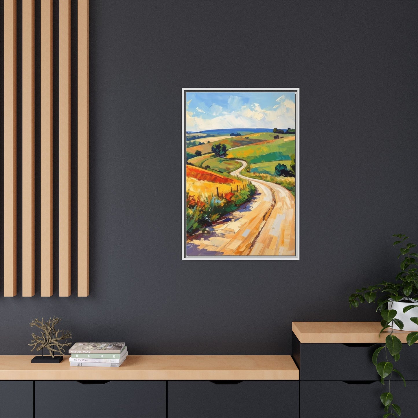 Lazy Country Road #3 - Framed Canvas