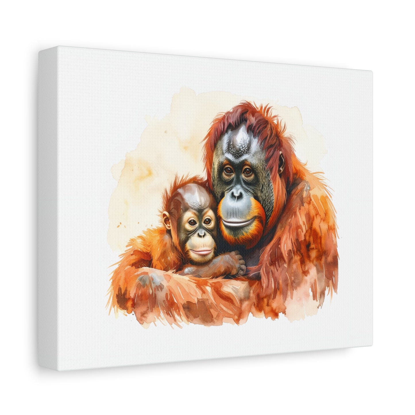 Orangutan and Baby Watercolor Canvas