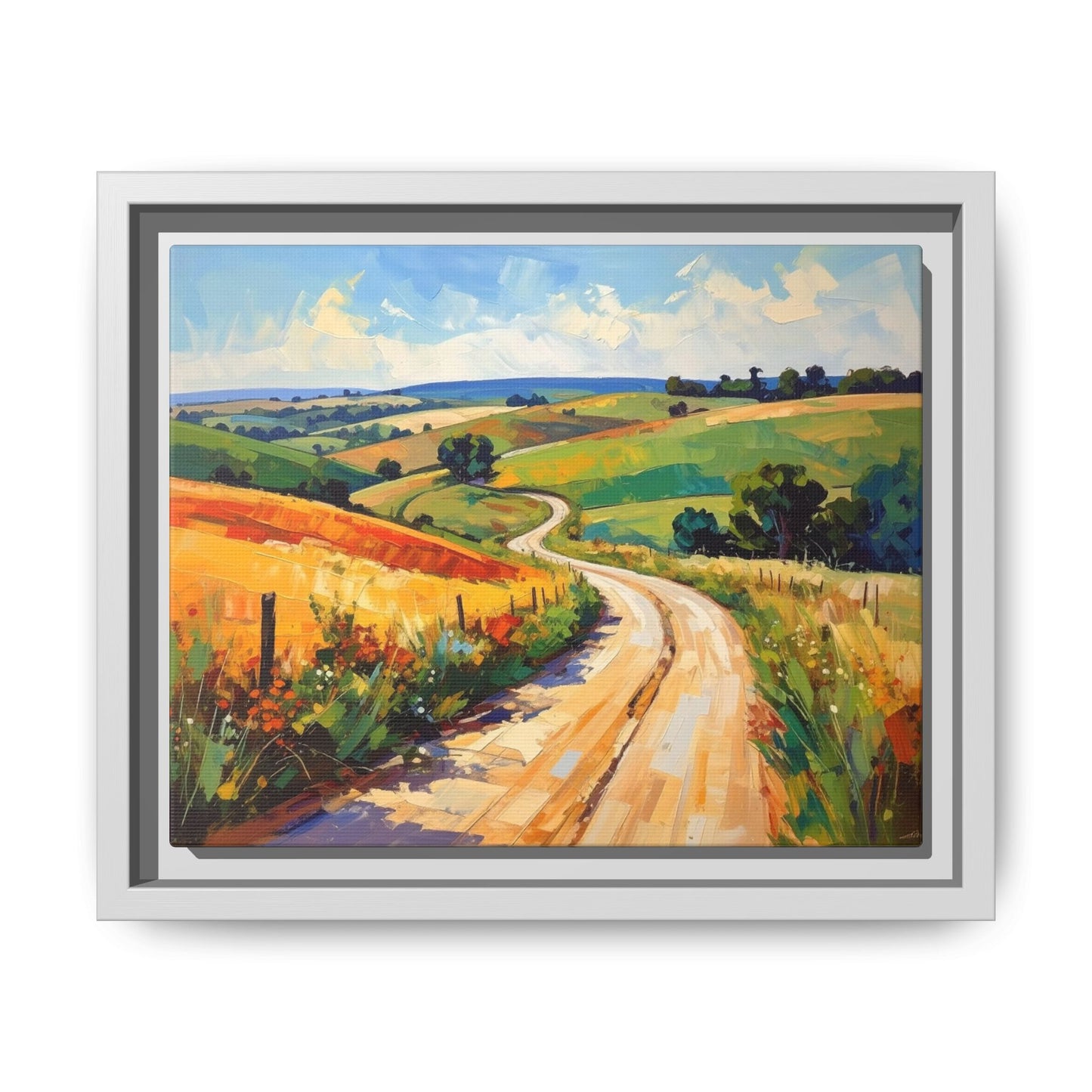 Lazy Country Road #3 - Framed Canvas