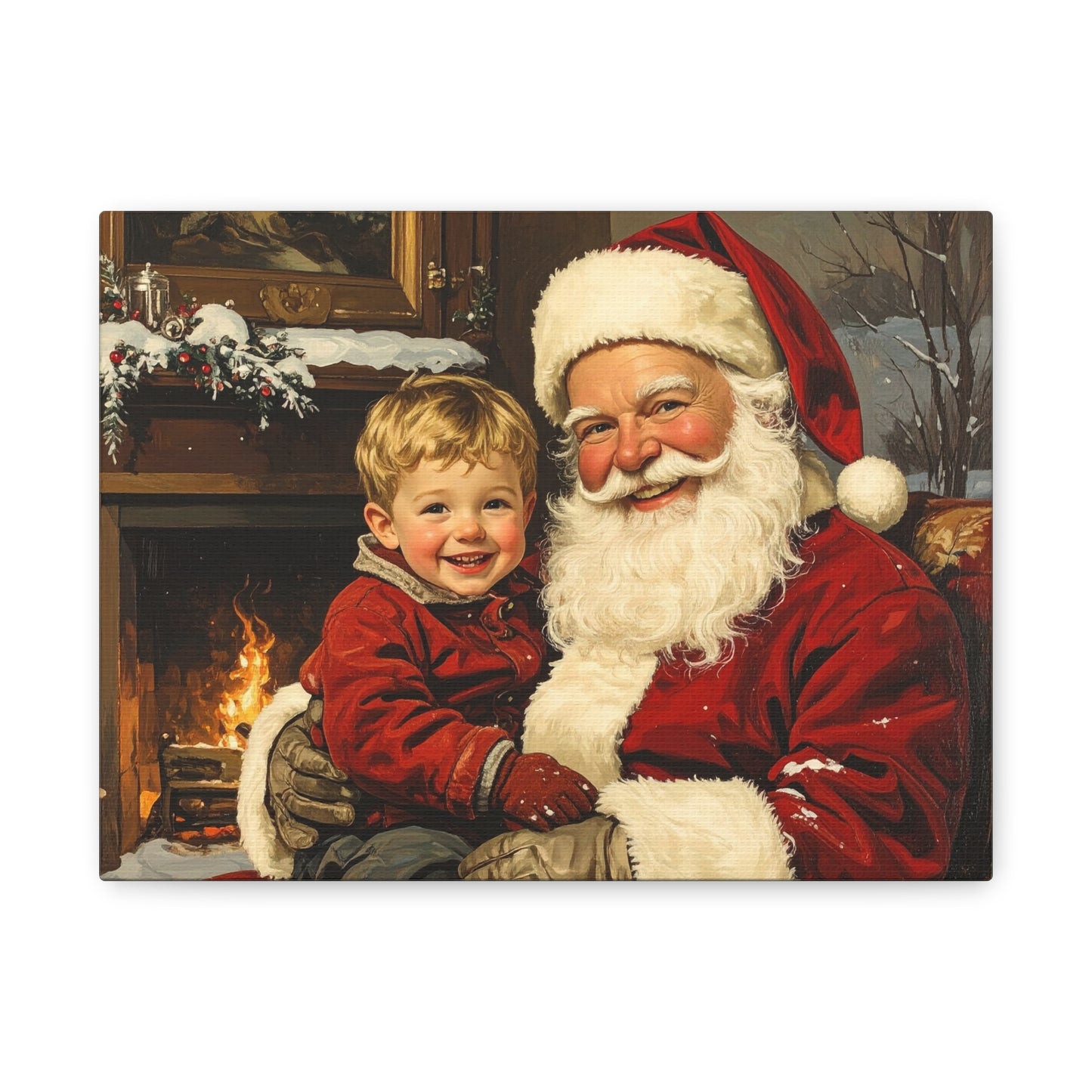 Vintage Santa with Little Boy - Canvas