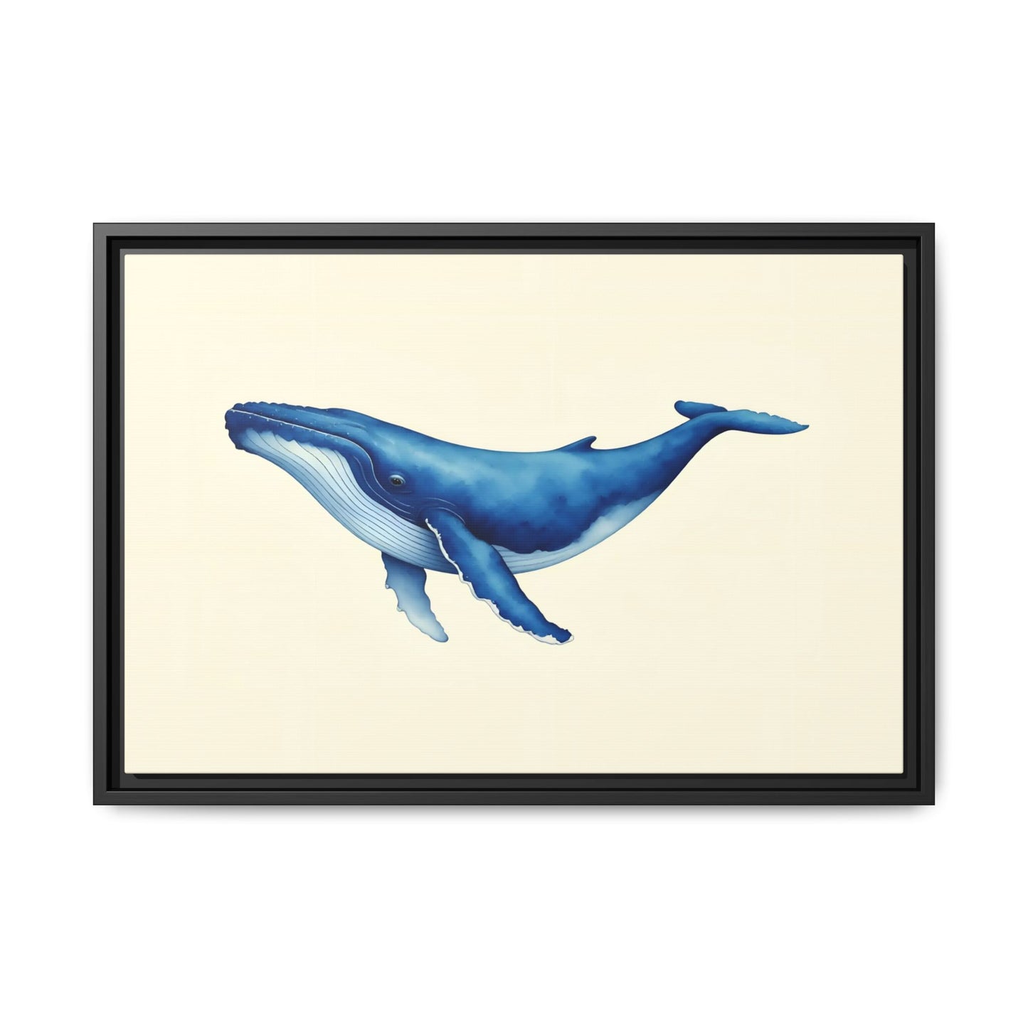 Blue Whale Watercolor - Framed Canvas