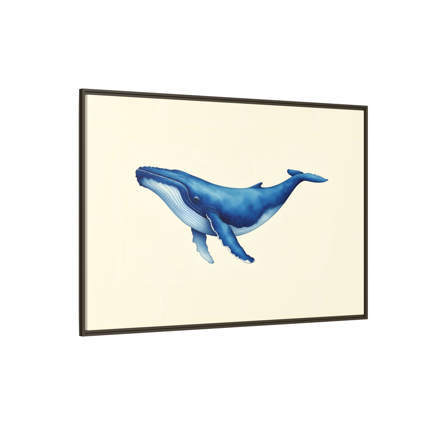 Blue Whale Watercolor - Framed Canvas