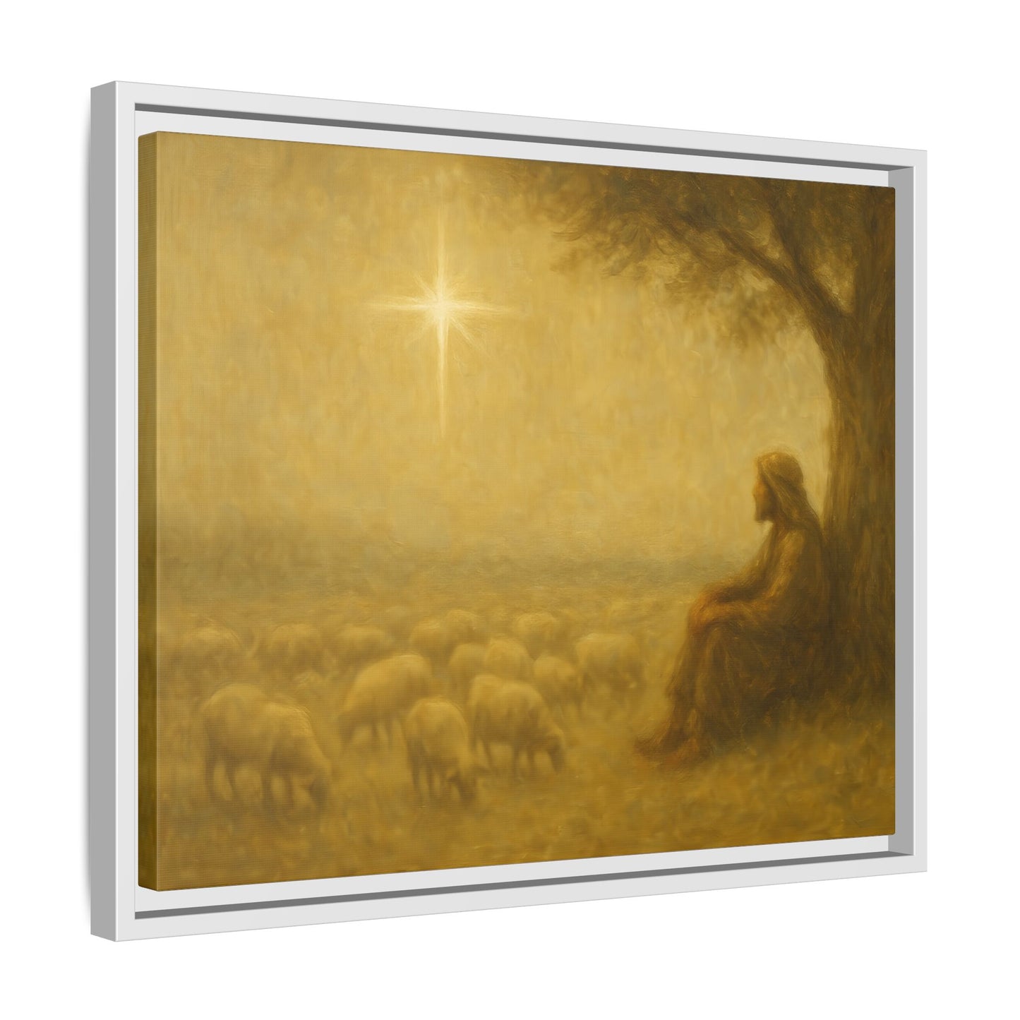 Shepherd In The Field - Framed Canvas