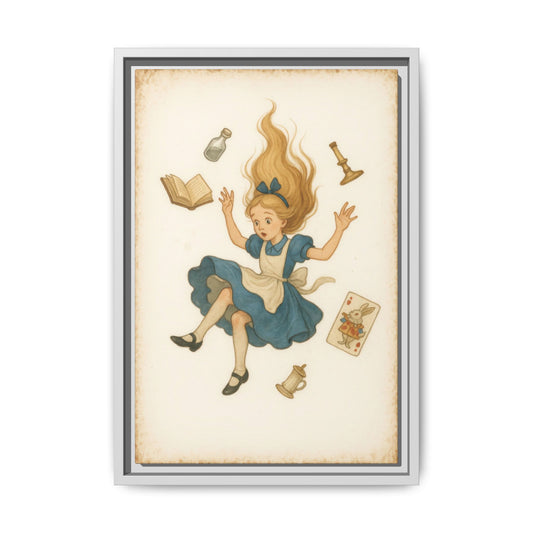 Alice Down the Rabbit Hole - Framed Canvas
