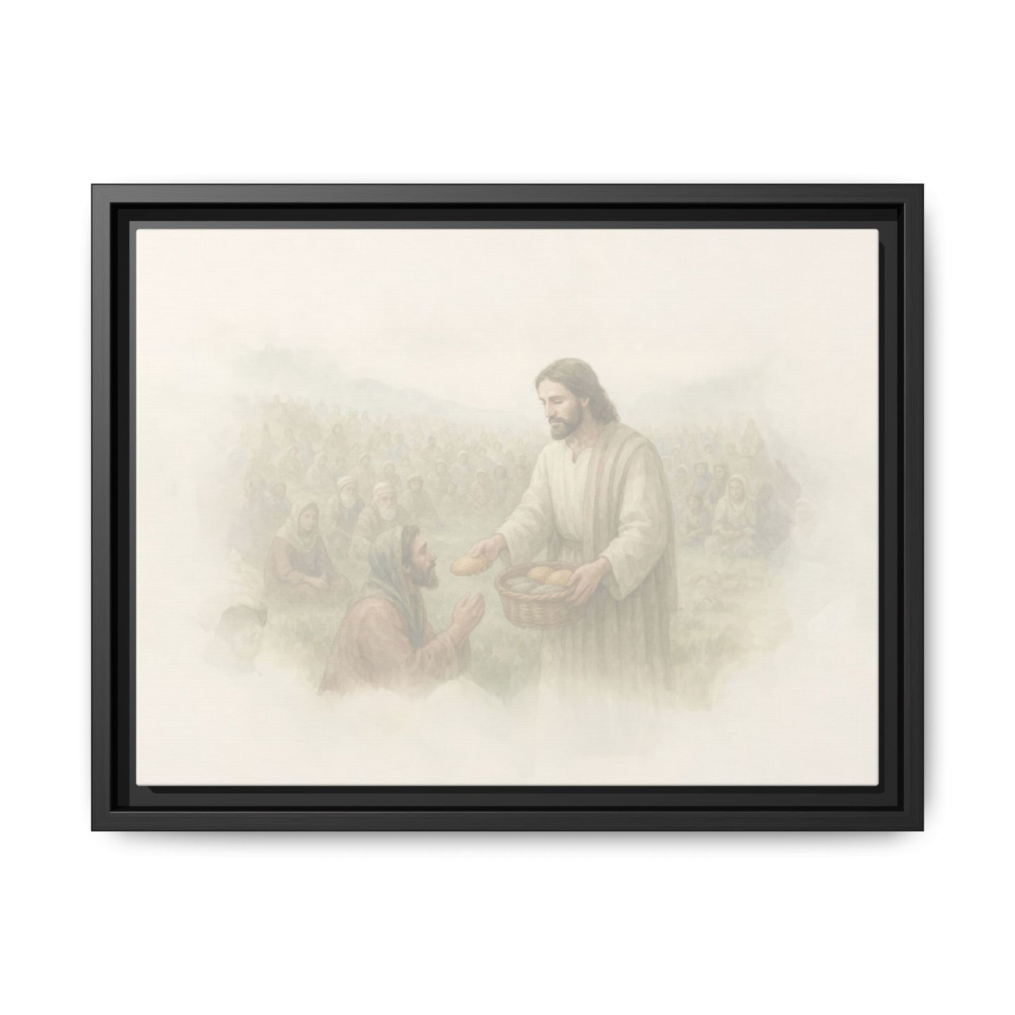 Jesus Feeds The 5,000 - Framed Canvas