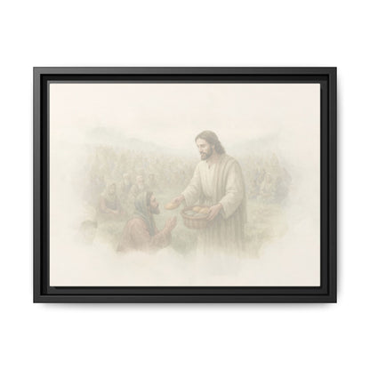 Jesus Feeds The 5,000 - Framed Canvas