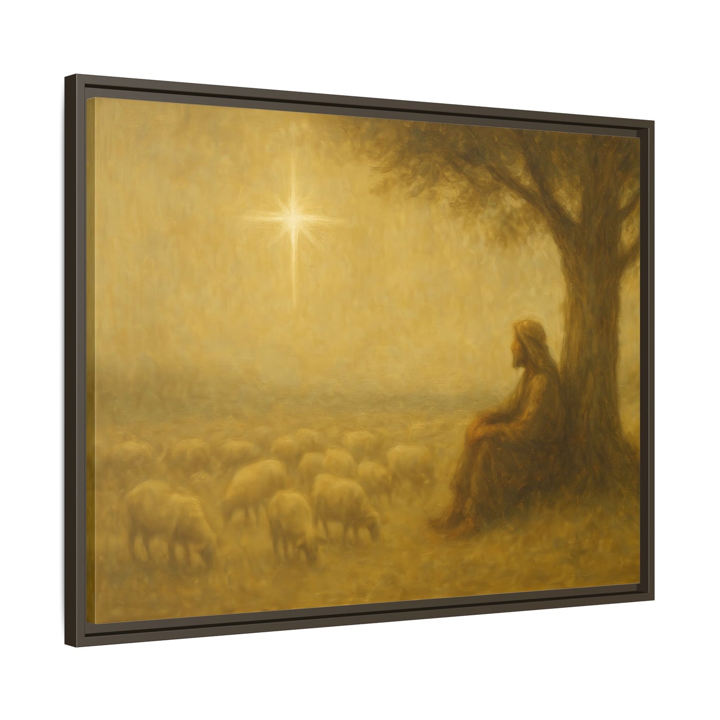 Shepherd In The Field - Framed Canvas