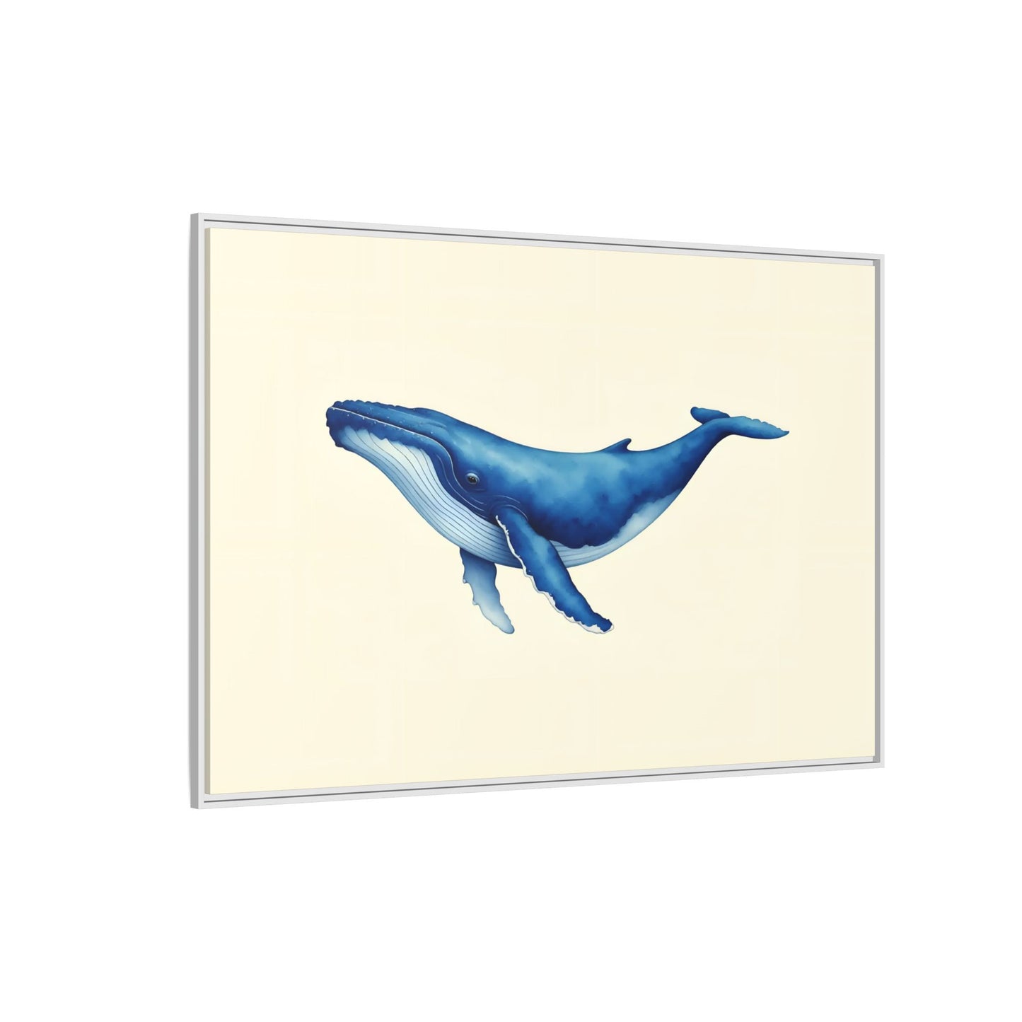 Blue Whale Watercolor - Framed Canvas