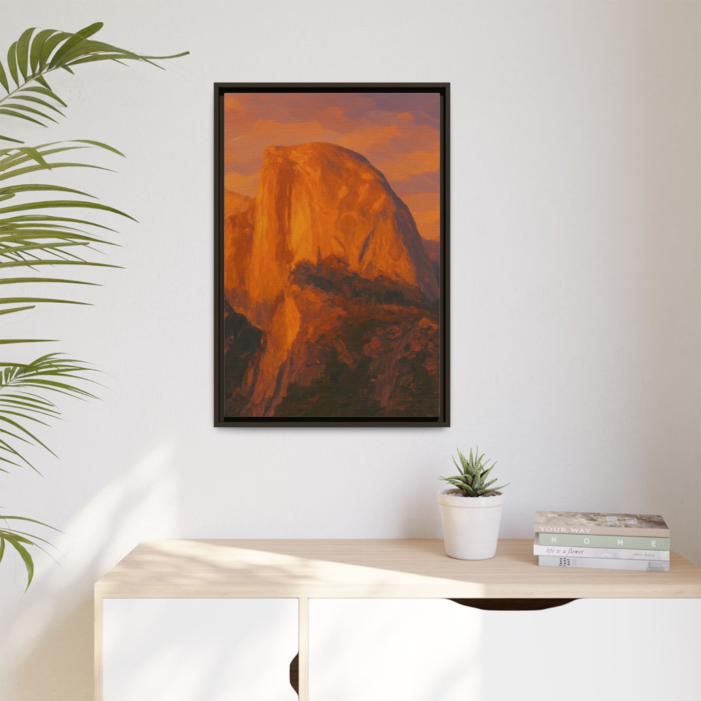 Sunset Over Half Dome - Framed Canvas