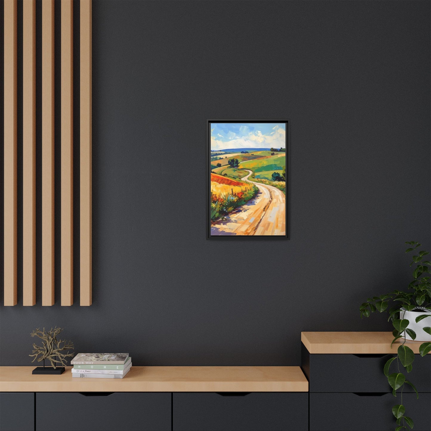 Lazy Country Road #3 - Framed Canvas