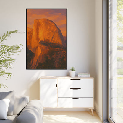 Sunset Over Half Dome - Framed Canvas