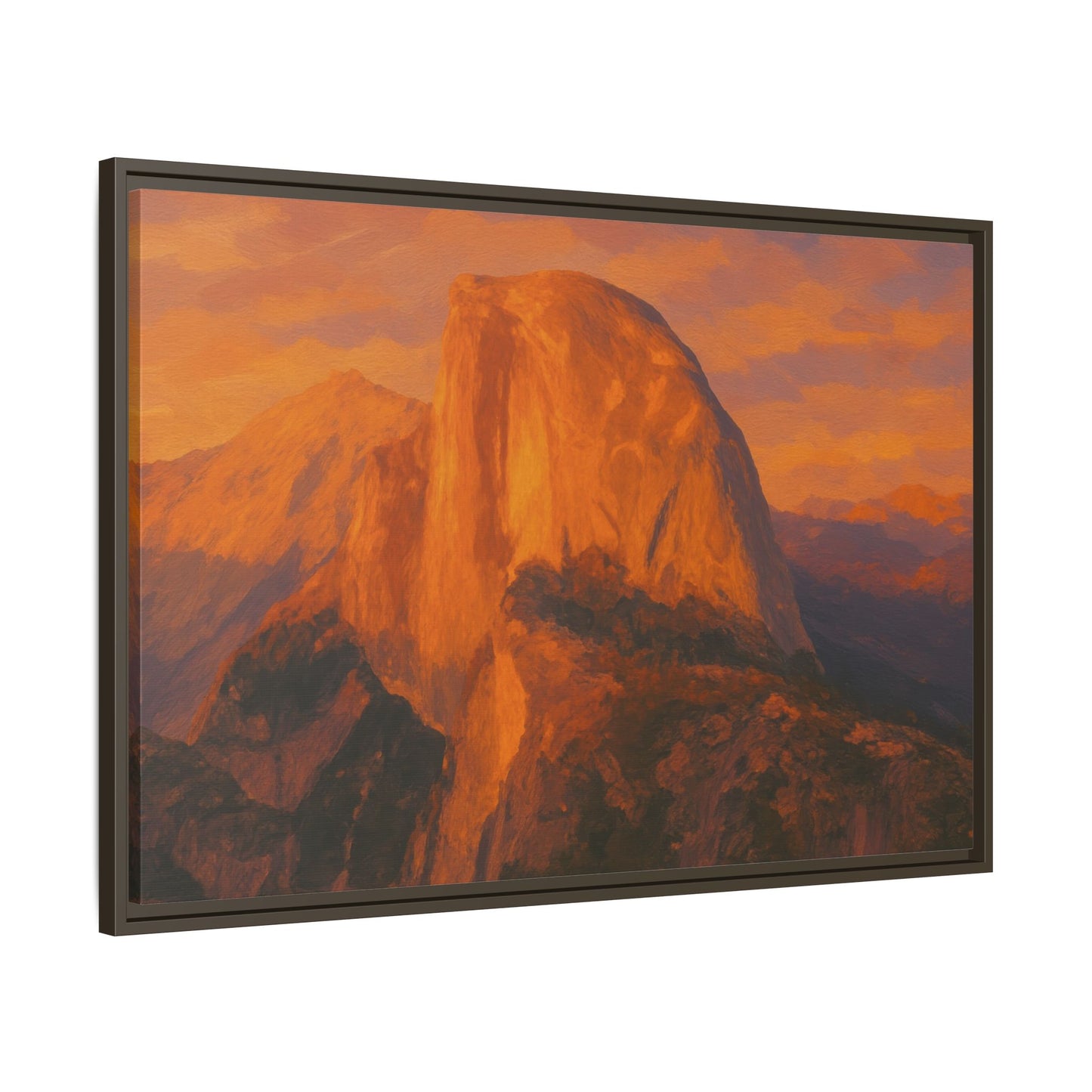 Sunset Over Half Dome - Framed Canvas