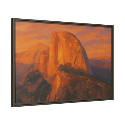 Sunset Over Half Dome - Framed Canvas