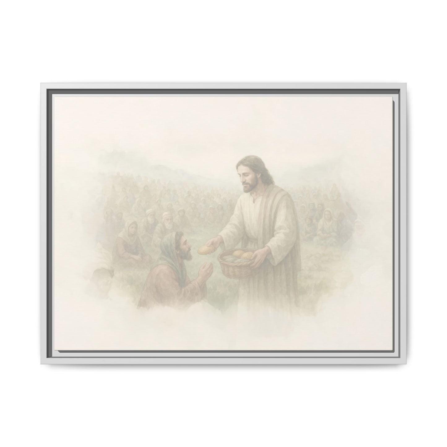 Jesus Feeds The 5,000 - Framed Canvas