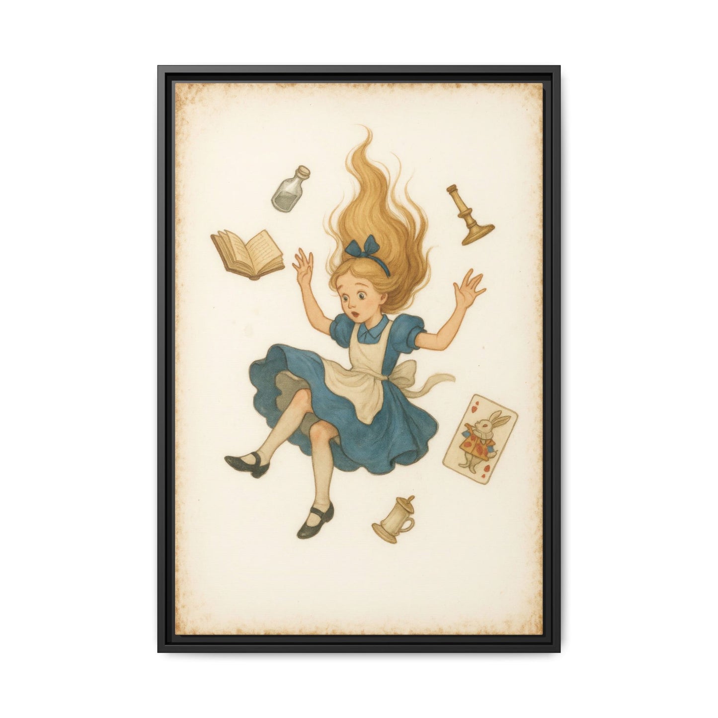 Alice Down the Rabbit Hole - Framed Canvas