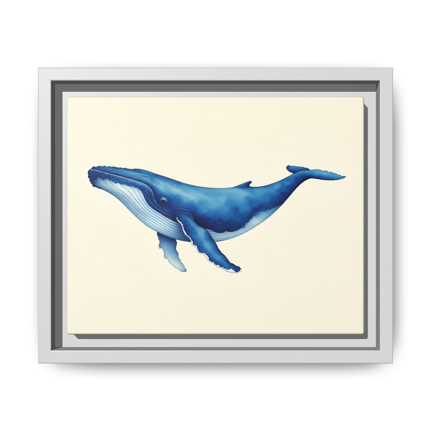 Blue Whale Watercolor - Framed Canvas