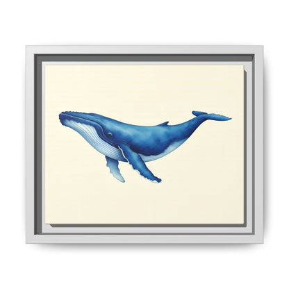 Blue Whale Watercolor - Framed Canvas