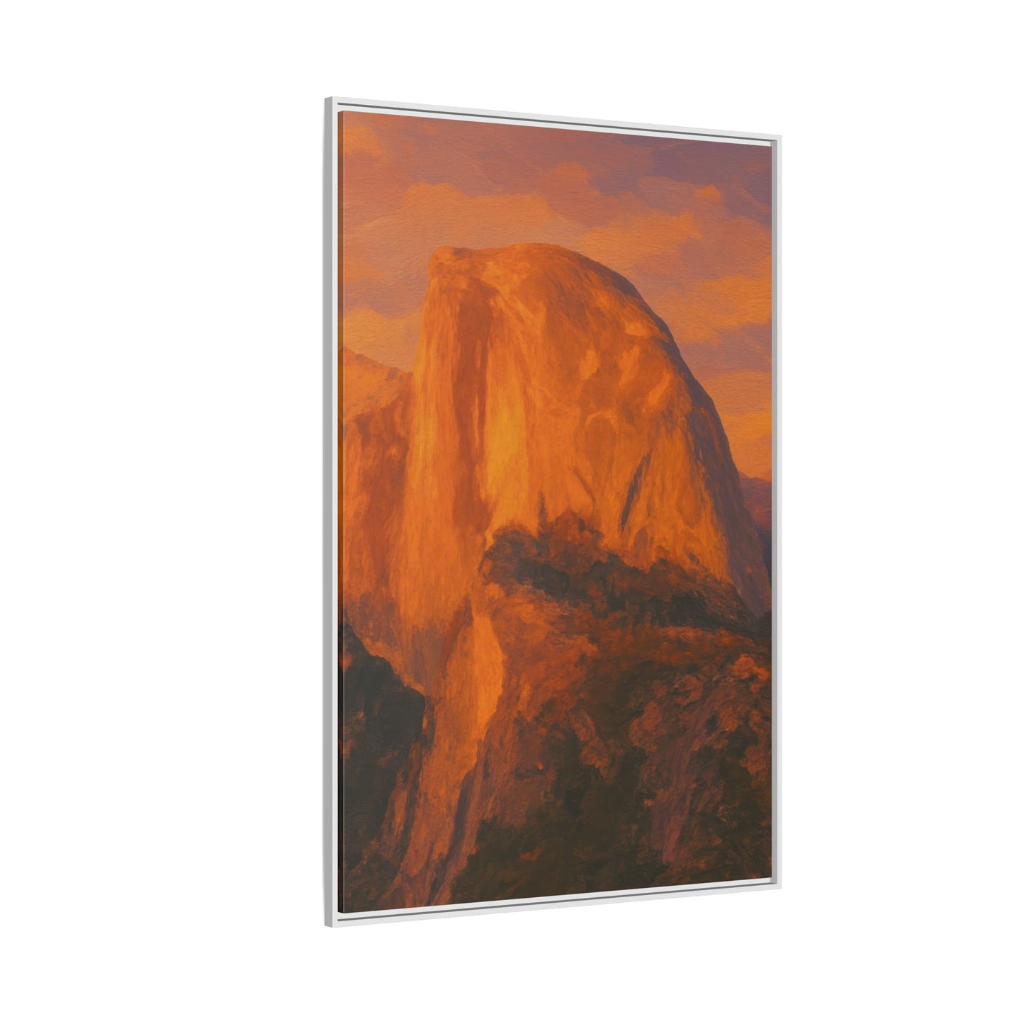 Sunset Over Half Dome - Framed Canvas