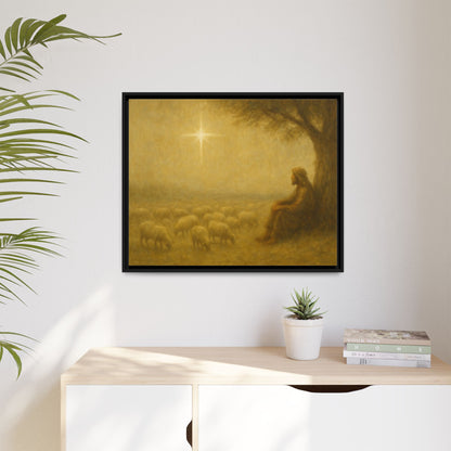 Shepherd In The Field - Framed Canvas