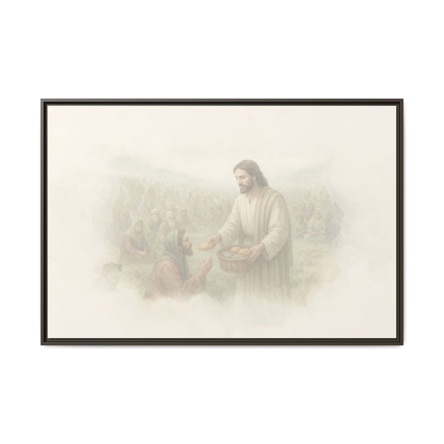 Jesus Feeds The 5,000 - Framed Canvas